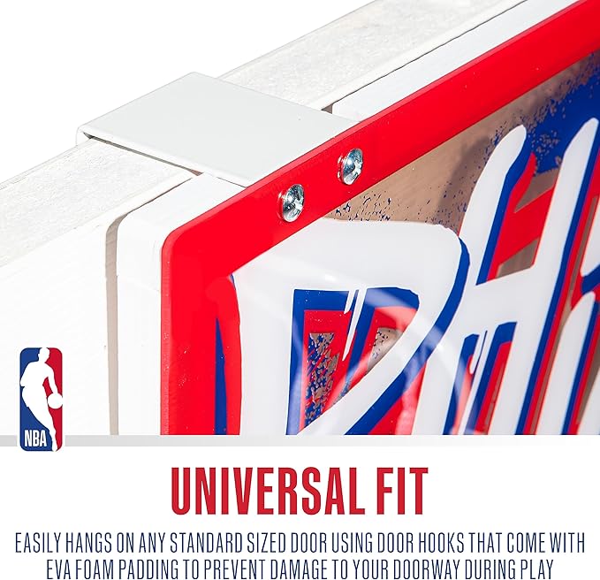 Franklin Sports NBA Team Over the Door Basketball Hoops - Kids Indoor Mini Basketball Hoop + Ball Set - NBA Fan Mini Hoops