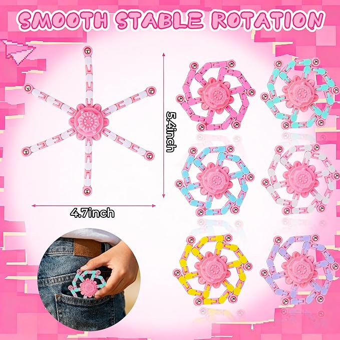 24PCS Pink Transformable Fidget Spinners,Easter Basket Stuffers for Girls,Easter Sensory Fidget Stress Relief Toys,Easter Egg fillers Fidget Toys