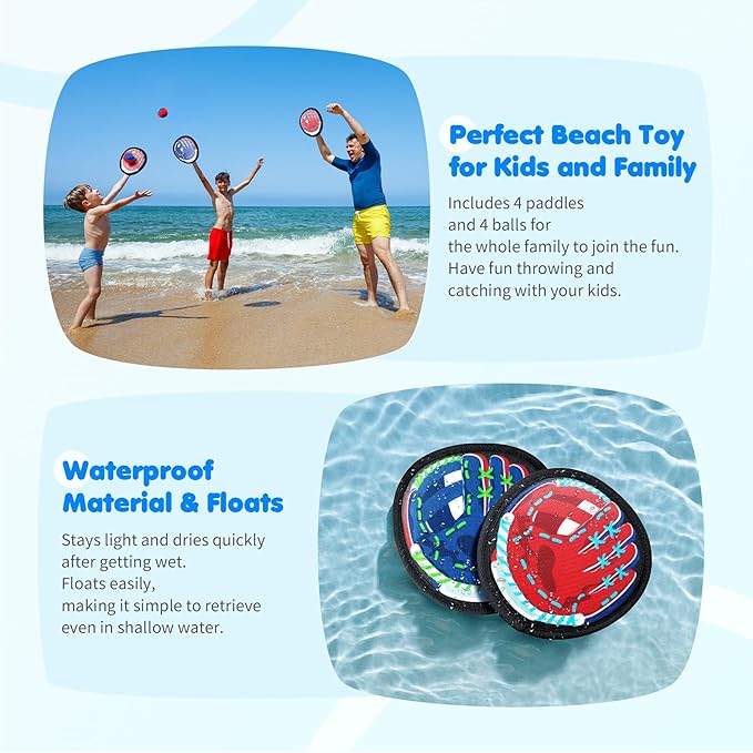 PlayZap Toss and Catch Ball Set Ultra Soft Fabric - Easter Basket Stuffers for Toddlers Kids Boys Girls 2-4 5-7 8-13+ Yrs - Baseball Glove Toy Indoor Outdoor Yard Game & Beach/Pool Toy Set 4 Pack