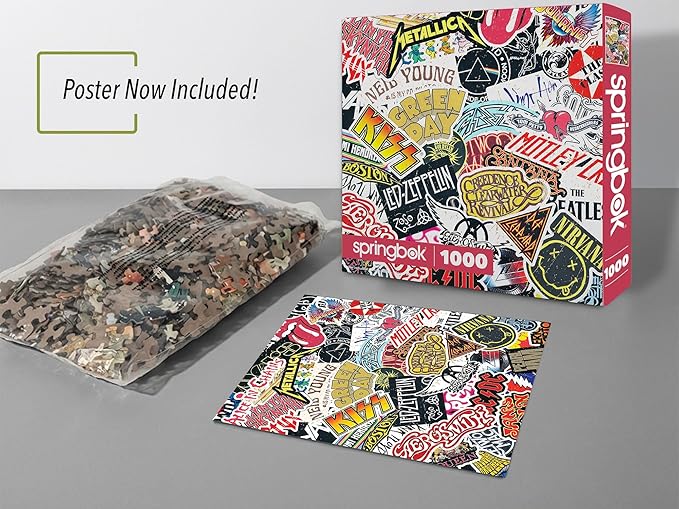 Springbok Rock & Roll 1000 Piece Jigsaw Puzzle for Adults & Family - Poster Now Included - Classic Music Icons, Guitar & Band Art - Unique Cut Pieces - Made in USA