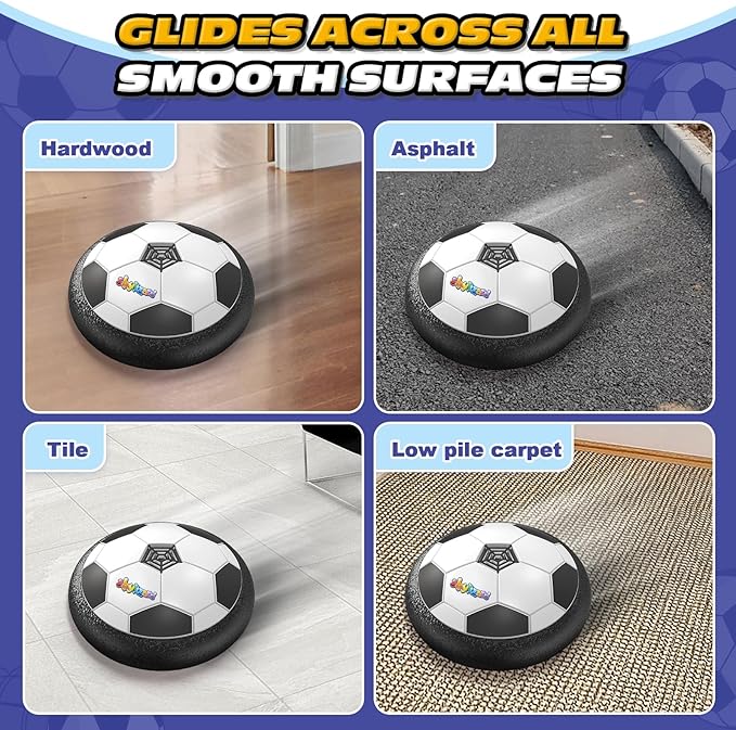 Hover Soccer Ball,Boys Toys Gifts for 3 4 5 6 7 8 Years Old,Air Power Kids Soccer Ball with LED Light,Hover Soccer Ball Indoor for Kids 3-5 6-8,Outdoor Indoor Game for Boys and Girls