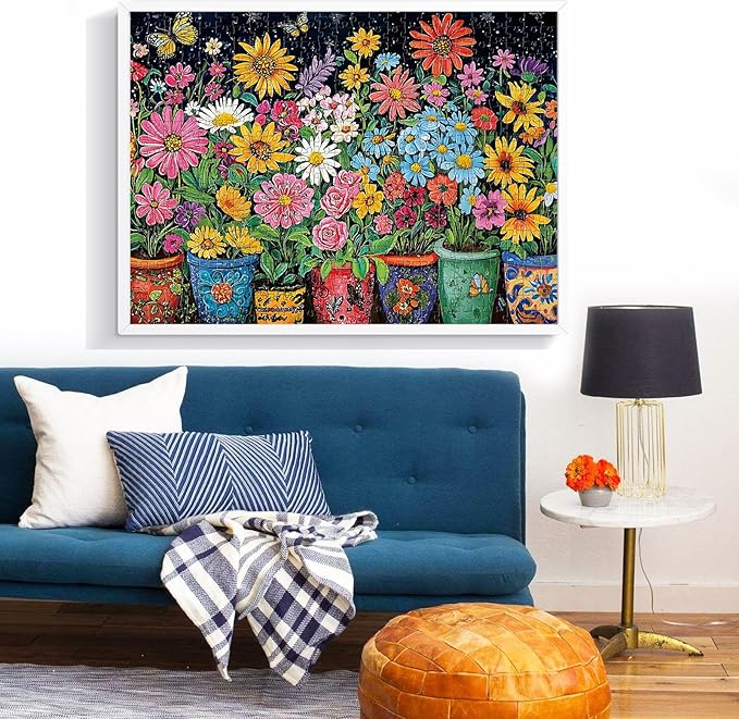 500 Piece Puzzles for Adults, Colorful Flowers Puzzle for Teens Adults Elderly, Butterfly Floral Jigsaw Puzzle 500 Pieces, Recycled Cardboard Challenging Puzzle for Game Nights Home Decor 20.5x15 in