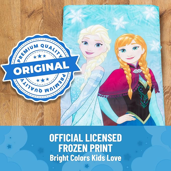 Jay Franco Disney Frozen Sparkle Slumber Sack - Cozy & Warm Kids Lightweight Slumber Bag/Sleeping Bag - Featuring Anna and Elsa (Official Disney Product)