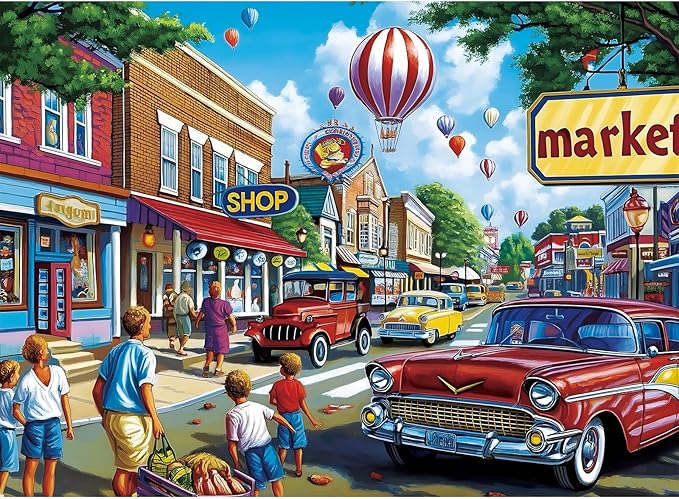 500 Piece Puzzles for Adults,Shopping Street Life Jigsaw Puzzle with Letters on Back,No Dust,Birthday and Barious Holiday Party,Challenging Family Games Gifts for Friends Men Women Seniors, 20.5*15In