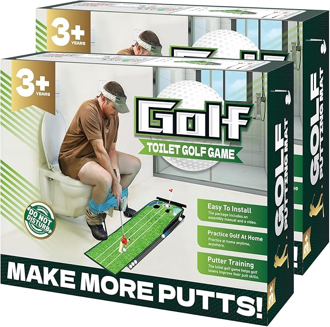 2 Pcs Prank Gift Box, Toilet Golf Game Facade, Wrap The Actual Gifts with a Prank Empty Gag Box, Funny Christmas Gag Presents Ideas for Dad Men Boyfriend (Pack of 2)