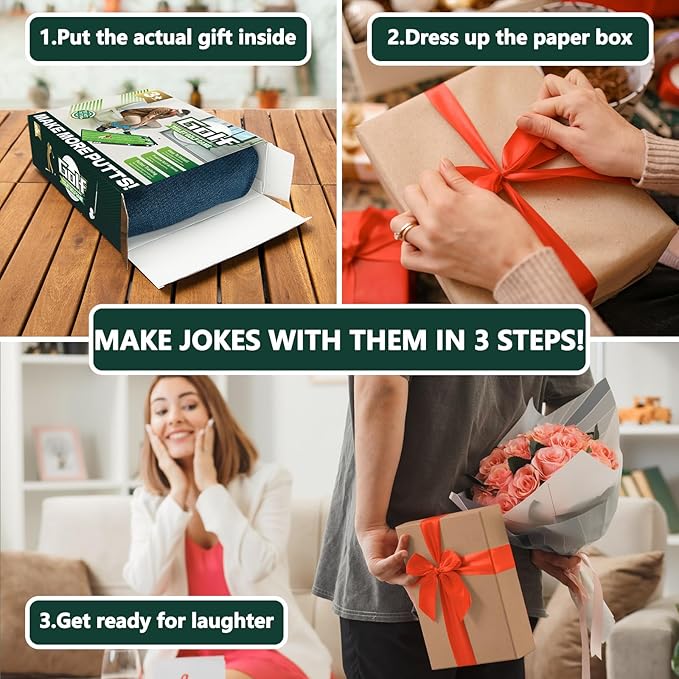 2 Pcs Prank Gift Box, Toilet Golf Game Facade, Wrap The Actual Gifts with a Prank Empty Gag Box, Funny Christmas Gag Presents Ideas for Dad Men Boyfriend (Pack of 2)