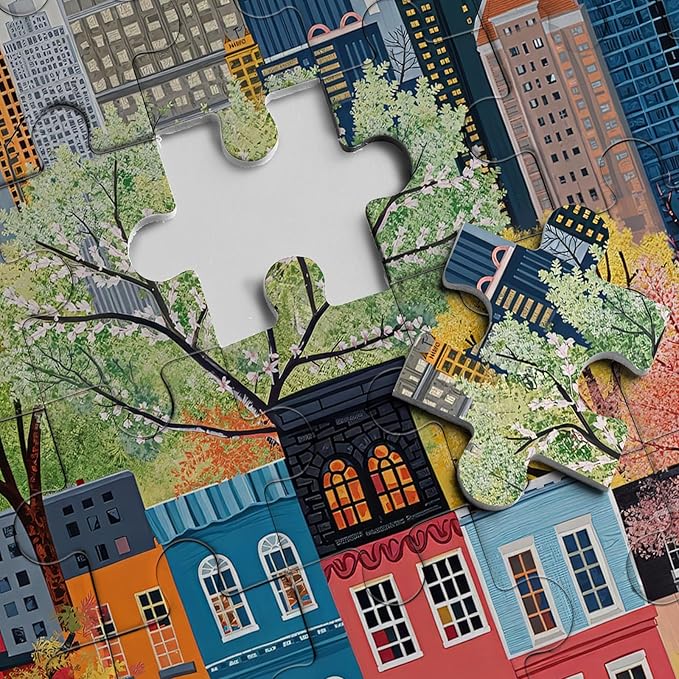 Colorful Street Scene Puzzles for Adults 1000 Pieces Nature, Pretty Landscape Flower Art Jigsaw Puzzles, Impossible Hard Difficult Challenging Puzzle