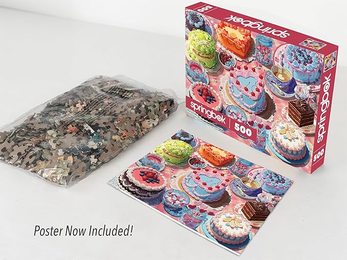 Springbok Vintage Cakes 500 Piece Jigsaw Puzzle for Adults - Poster Now Included - Valentines Heart Puzzle - Unique Cut Pieces - Made in USA