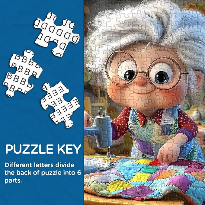 Sewing Machines 1000 Piece Puzzle for Adults, PICKFORU Sew It with Love Jigsaw Puzzle, Challenging Colorful Grandma Quilt Patchwork Theme as Home Decor