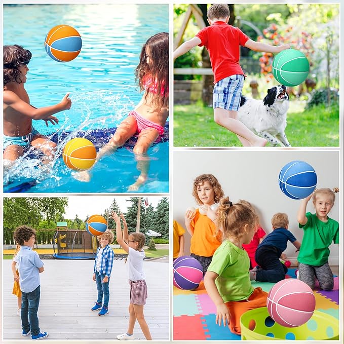 Wettarn 12 PCS Mini Basketball Size 3 Colorful 7 Inch Rubber Basketball Bulk with Pump for Mini Hoop Swimming Pool Indoor Outdoor Practice Game Holiday Party Kid Adult Back to School