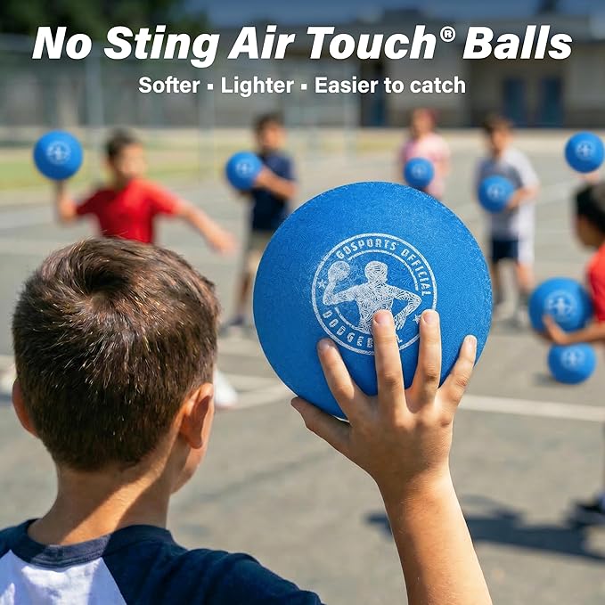 GoSports Inflatable Dodgeballs - Choose 5 Inch or 7 Inch No Sting Balls - Set of 6 Includes Ball Pump & Mesh Bag