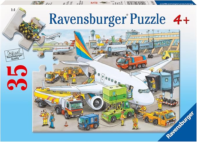 Ravensburger Busy Airport - Engaging 35 Piece Jigsaw Puzzle for Kids - Unique, Perfectly Fitting Pieces - Anti-Glare Surface - Ideal for Skill Development - MESH Accredited