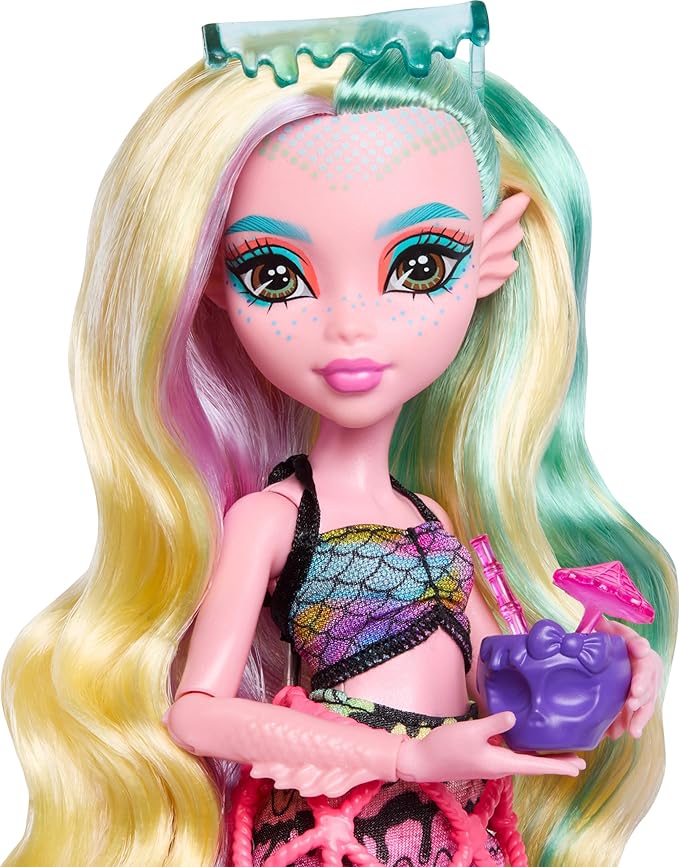 Monster High Doll & Playset, Lagoona Blue Scare-adise Island Snack Shack with Food Accessories & Color-Change Drinks
