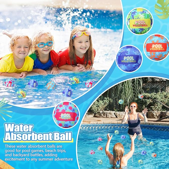 Reusable Water Float Balls Pool Beach Toys for Outdoor Summer Activities 2 Inch Splash Water Small Absorbent Balls Bulk for Adult Swimming Beach Soaking Game Party