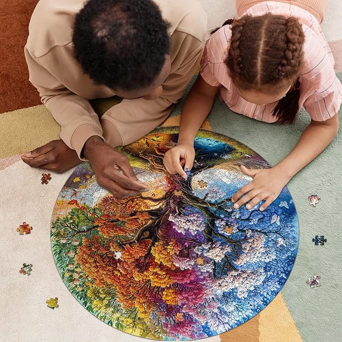 masseruon Round Puzzles for Adults 1000 Pieces-Tree of Life Puzzle-26.6 * 26.6in Jigsaw Puzzles with HD Matte Finish-Hard Impossible Difficult Puzzle for Adult-Challenging Gift for Puzzle Lovers