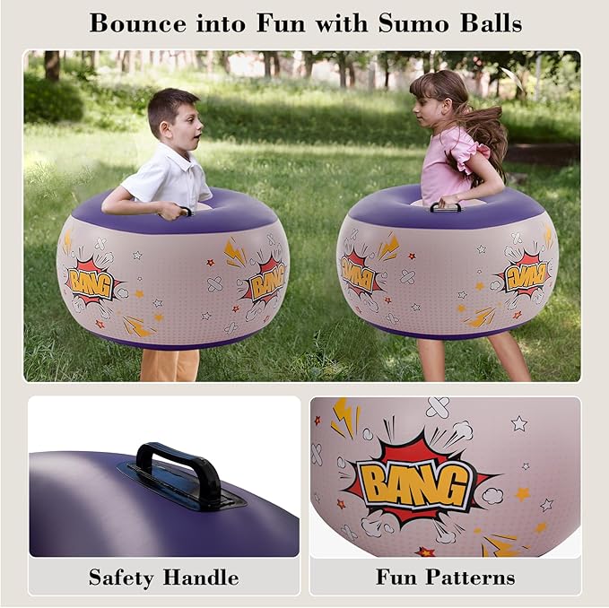 DIMAR GARDEN 2 Pcs Sumo Balls, Inflatable Bubble Bounce Ball for Outdoor Fun, Lawn Game Play