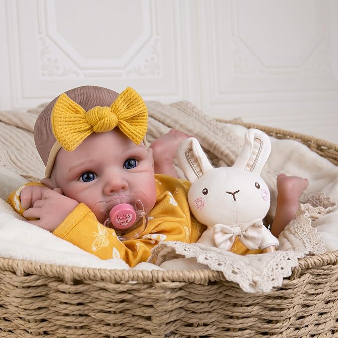 Milidool Lifelike Reborn Baby Dolls - 20 Inch Newborn Baby Doll Girl with Soft Weighted Body, Cute Soft Poseable Realistic Real Life Baby Dolls with Complete Accessories for 3+ Years Old Gifts