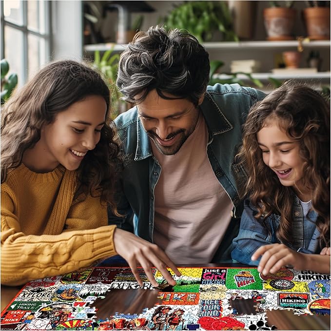 White Mountain 1000 Piece Jigsaw Puzzle Outdoor Nature Collage Puzzles with Large Pieces for Adults and Family 24" x 30" - I Love Hiking