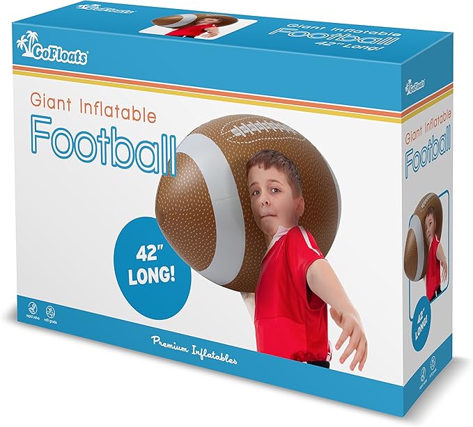GoFloats 4 ft Giant Inflatable Football - Made from Premium Raft Grade Vinyl, Kids
