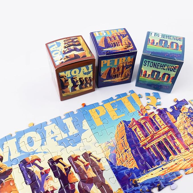 rokt&razo, World Heritage, 24 Mini Pack Jigsaw Puzzles, 1000 Pieces Daily Challenge Pack with Reference Poster, Advent Calendar, Family Game Nights, Finish Size 27.5 * 19.7 in (Index on The Back)