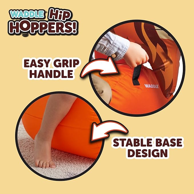 Waddle Hip Hoppers Large Bouncy Hopper Ride On Toys - Inflatable Hopping Animal Bouncer for Kids Girls & Boys, Easy Grip, Stable Base, Outdoor & Indoor, Supports Up to 250 Lbs, Ages 5 and Up (Lion)