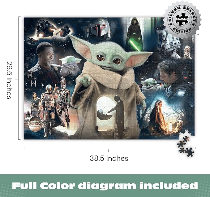 Grogu’s Journey Star Wars™ 2000 Piece Puzzle – Buffalo Games Silver Select Premium Jigsaw Puzzle for Adults with Foil Accents, Reference Poster & Giftable Box