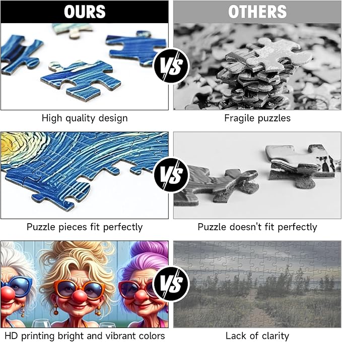 Puzzles for Adults 1000 Pieces, Funny Elderly Women in Hot Tub Puzzles with Letters on Back, Challenging Game Toys, Impossible Puzzle for Family Decoration Puzzle