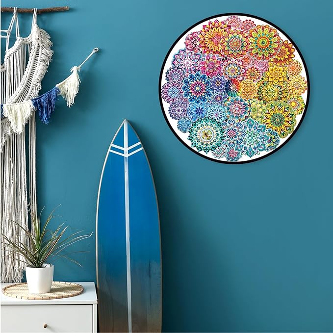 Colorful Flowers Puzzles Impossible Puzzle 1000 Piece for Adults, Mandala Art Jigsaw Puzzles Difficult Puzzles, Hard Blooming Puzzle Challenging Jigsaw Puzzles As Home Decor