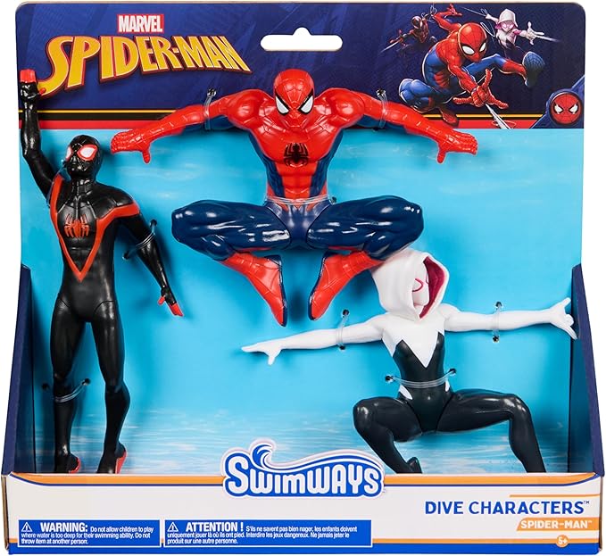 SwimWays Marvel Spider-Man Dive Character 3-Pack, Swimming Pool Accessories & Kids Pool Toy, Spiderman Toys, Weighted Figures, Marvel Pool Party Favors & Games for Kids Ages 5 & Up