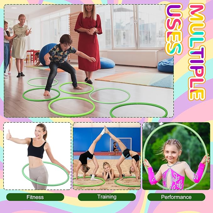 Libima 16 Pcs Toy Color Hoop for Kids, Detachable Adjustable Light Weight Plastic Colored Hoops Toy Circles for Party Games, Dance, Dog Agility