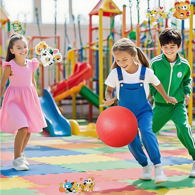 10 Inch Dodgeball Balls Playground Ball Kickball Handball for Kids for Indoor Outdoor Games Four Square Balls Rubber Bouncy Balls Includes Pump