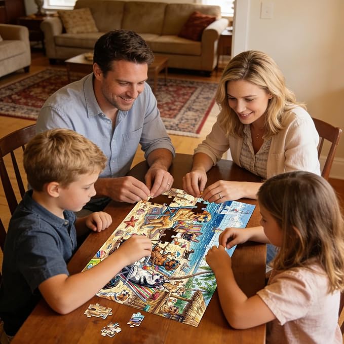 4-Pack 100 Piece Puzzle, Funny Dogs 100 Piece Puzzles for Adults Seniors, Cute Animals Large Piece Jigsaw Puzzles 100 Pieces for Seniors Adults Family Game Gifts (15x10 in)