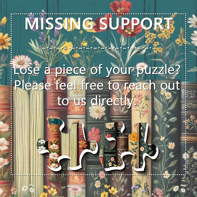 Vintage Wildflower Book Puzzles for Adults 1000 Pieces, Plant Floral Books Pages Jigsaw Puzzle, Retro Bookshelf Puzzles with Blossoming Wildflowers, Botanical Literary Theme Puzzle for Book Lovers
