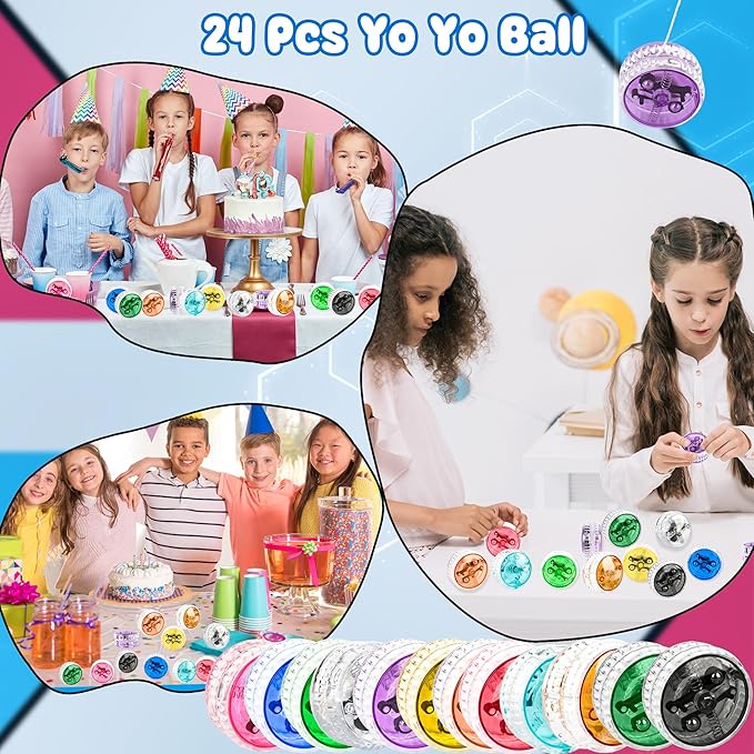 24 Pack Light Up YoYo Toys LED Flashing Yo-Yos Bulk Party Favors Glow Yo Yo Balls for Birthday Giveaways Classroom Rewards Carnival Prizes,12 Colors