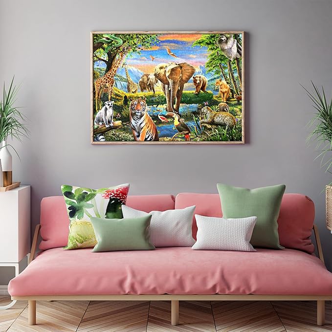 1000 Pieces Puzzles for Adults, Animal World Jigsaw Puzzle Challenging Night Game, Interlock Perfectly No Dust, for House Decoration, Birthday Party Holiday