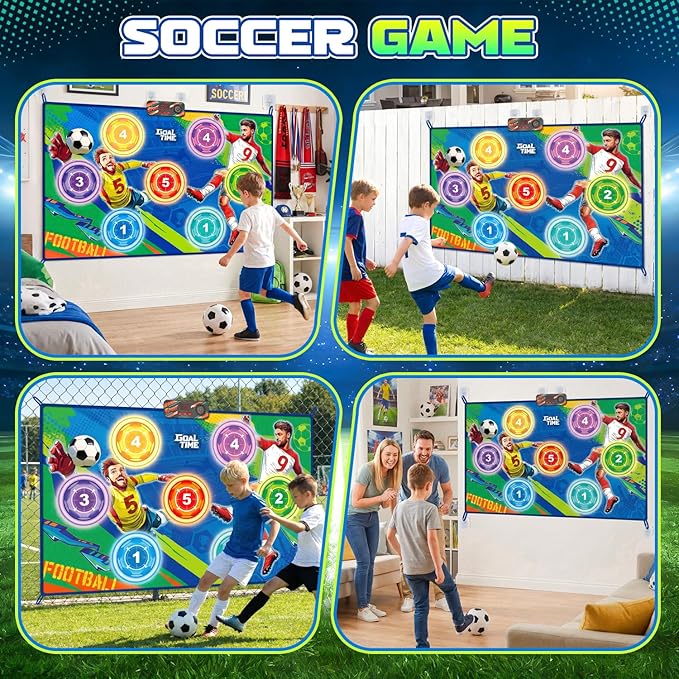 2026 Upgraded Electronic Scoring Soccer Game Set for Kids, Soccer Toss Target Game Indoor Outdoor with Real-Time Scoring & 3 Modes, Soccer Bot Birthday Toy Gifts for Boys Girls Ages 3-5 6-8 8-12 Years