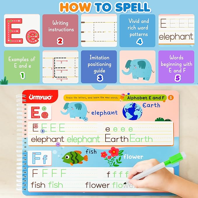 Preschool Learning Activities Kindergarten Workbooks, Toddler Alphabet Learning Educational Toys for 2 3 4 5 Year Old, Writing Practice Tracing Activity Books, Travel Toys,Learning Book Gifts for Kids