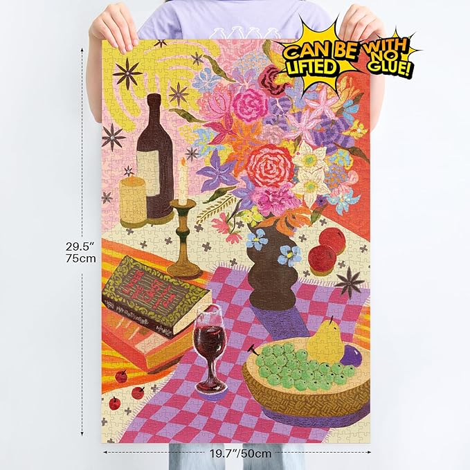 MOMIBOOK 1000 Piece Puzzle for Adults Jigsaw Puzzles of Tipsy Reverie, Twinkle Laminate Painting Image Challenging Hard Impossible Puzzle Unique Funny Party Christmas Birthday Gifts