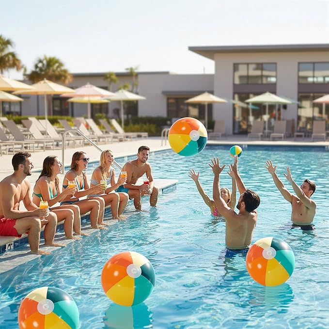 12 Pcs Orange Green Inflatable Beach Balls Bulk for Kid Pastel Jumbo Big Beach Balls Baby Shower Birthday Summer Swimming Party Decorations Favor Water Games(16 Inch)