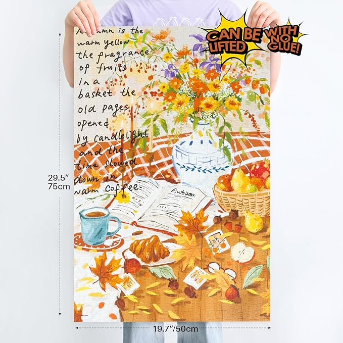 MOMIBOOK 1000 Piece Puzzle for Adults Jigsaw Puzzles of Slow Autumn Days, Painting Image Touch Film Fall Puzzles Challenging Hard Impossible Puzzle Unique Party Christmas Birthday Gifts