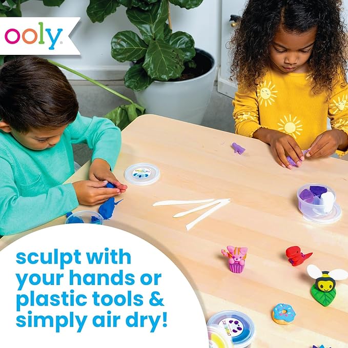 Ooly Creatibles 40 Pieces Deluxe Set - Air Dry Clay for Kids, 40 Colors Modeling Clay with 3 Shaping Tools, 7 Storage Tubs, Non-Toxic Craft Supplies, DIY Art Supplies for Kids Ages 6 and Up