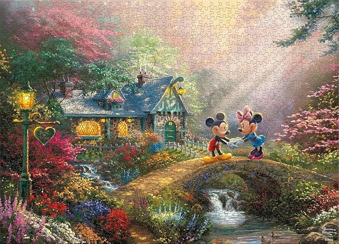 Ceaco - Thomas Kinkade - Disney - Mickey & Minnie Sweetheart Bridge - 1000 Piece Jigsaw Puzzle