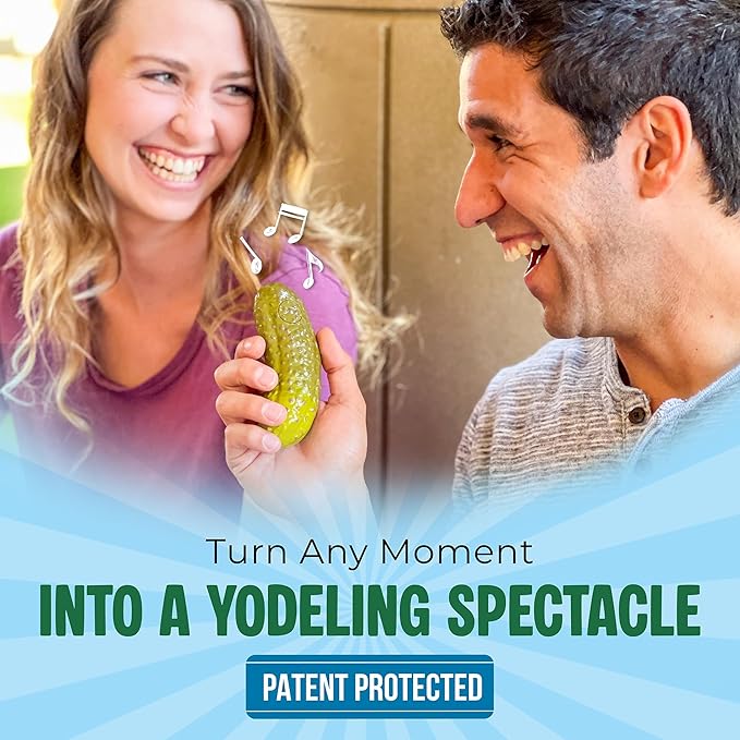 DR DINGUS Yodeling Pickle (2 Pickles - 5 Inch) Sings Dill-lightful Yodel Song - Make Anyone Laugh - Best Singing Gag Gift for Friends Family Coworkers - White Elephant