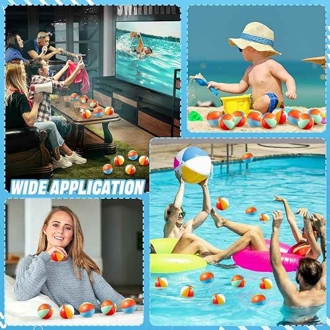 Hungdao 100 Pcs Mini Beach Stress Balls Bulk 2.5" Rainbow Squeeze Small Relief Stress Beach Balls Toys Bulk with Storage Bag for Summer Pool Water Games Hawaiian Birthday Party Favors(Fresh Colors)