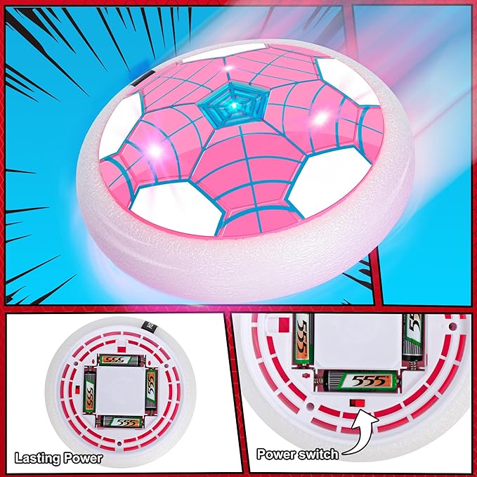 Hover Soccer Ball, 2 Pack - Indoor Soccer Toys for Kids, Cool Sports Games for Boys and Girls, Birthday Gifts（Red and Pink）