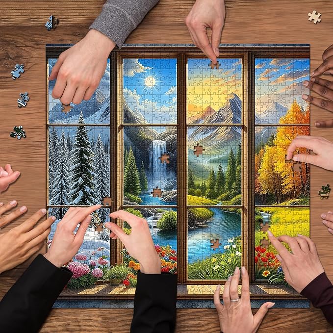 PICKFORU Season 1000 Piece Puzzle for Adults, A Year in a View Jigsaw Puzzles, Nature Art Mountain Scenery Puzzle as Wall Decor