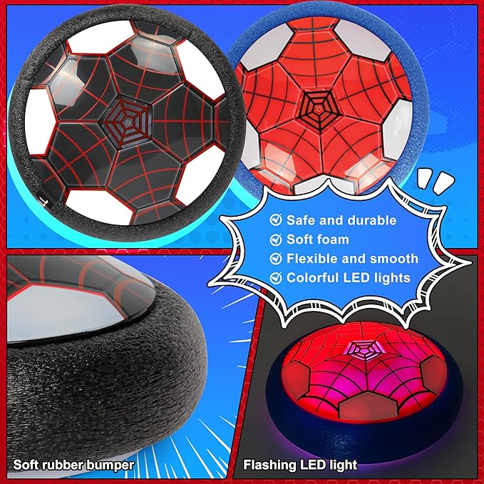 Hover Soccer Ball, 2 Pack - Indoor Soccer Toys for Kids, Cool Sports Games for Boys and Girls, Birthday Gifts（Red and Black）