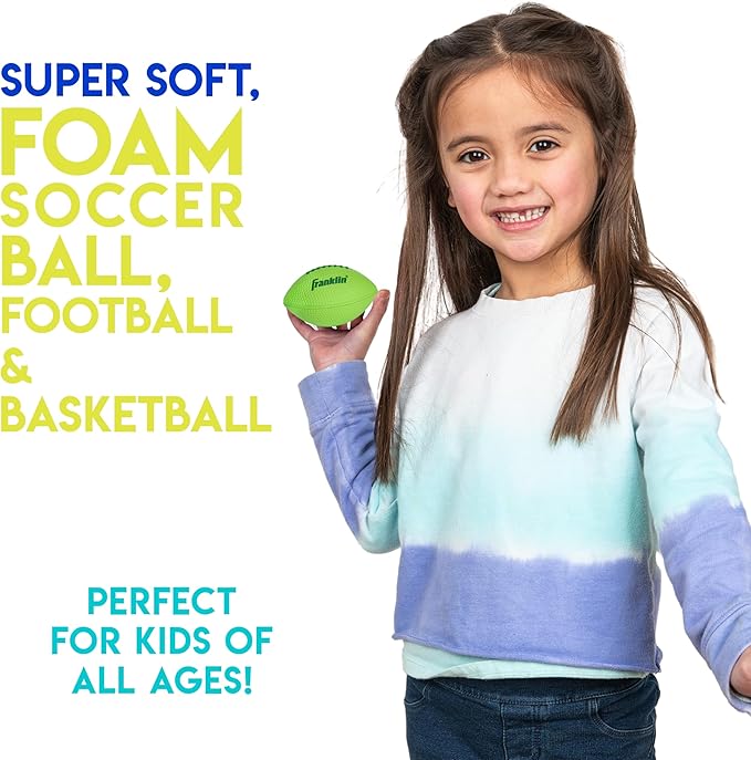 Franklin Sports Kids Foam Sports Balls - Indoor + Outdoor Soft Foam Toy Balls for Kids - Perfect Backyard + Practice