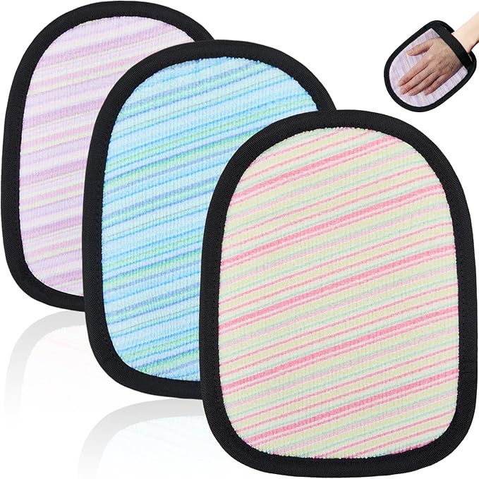 Skyley 3 Pcs Beach Sand Remover Sand Eraser Wipe Mitts with Portable Drawstring Bag Family Friendly, 2026 Summer Beach Vacation Essentials Hawaii Honeymoon Accessories European Bahamas Trip 3 Colors