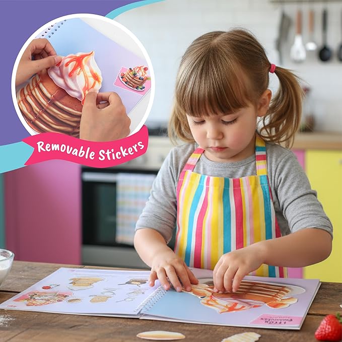 BSCOOL - Drawing, Coloring & Activity Book: Play and Bake with Stickers, Guides and Recipes. Dress Up Your Cake Design for Kids 5 and Up. Easter Gift for Girls